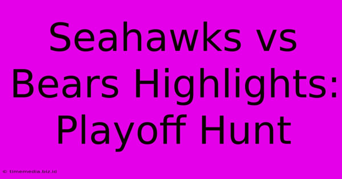 Seahawks Vs Bears Highlights: Playoff Hunt Seahawks Vs Bears Highlights: Playoff Hunt